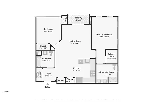 Floor plan 2beds-2baths
