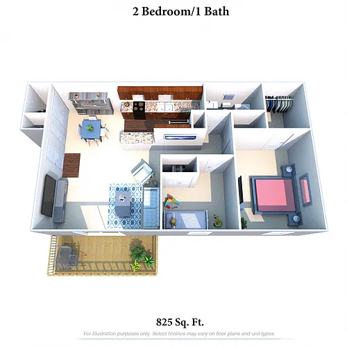 Floor plan 2 Bedrooms, 1 Bathroom