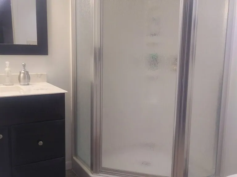 Lower level bathroom with shower