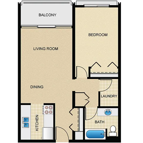 Floor plan 1BD 1BTH C