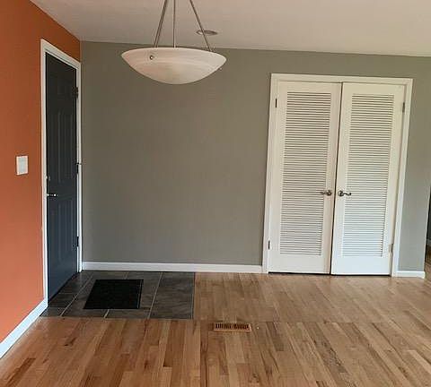 Entry view from kitchen, large coat closet