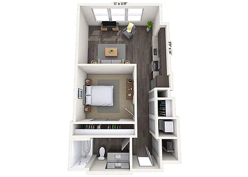 Floor plan Studio 0x1 586-599 SF