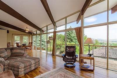 Wall of windows from great room for fabulous views