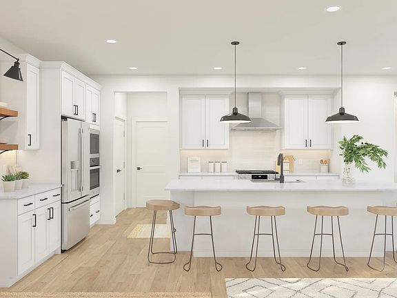 Kitchen with pendant lighting