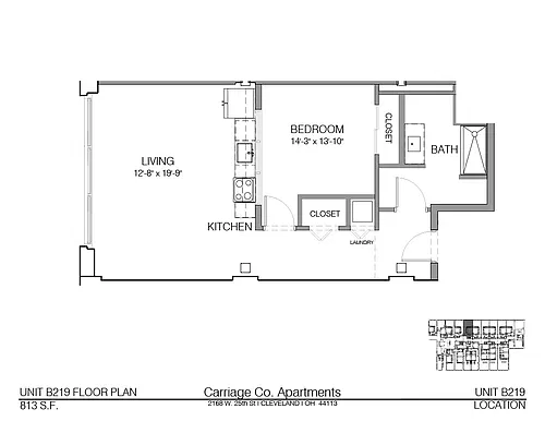 Floor plan c1-813 - 1 bed, 1 bath