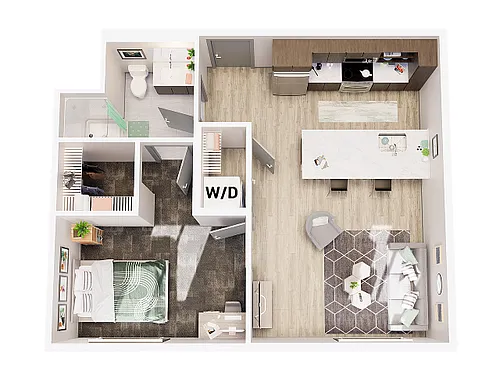 Floor plan 1 Bedroom Large