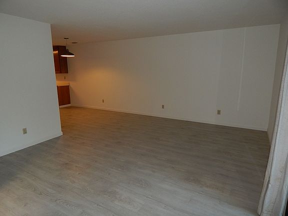 This angle shows the full scale of the living room, providing plenty of room for a comfortable seating area and entertainment setup. The layout flows seamlessly into the dining and kitchen area, giving the space an open and connected feel.