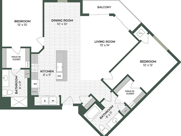 Floor Plan E2 | The Woodlands Apartments | Apartments in Menomonee Falls, WI Floor Plan E2 | The Woodlands Apartments | Apartments in Menomonee Falls, WI