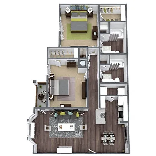 Floor plan B1: 2 Bed 2 Bath