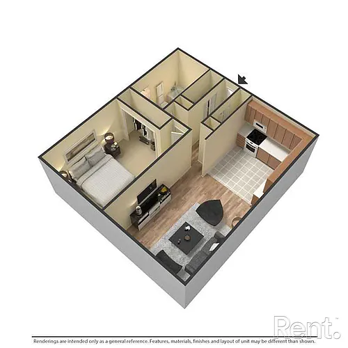 Floor plan 1 bedroom 1 bathroom