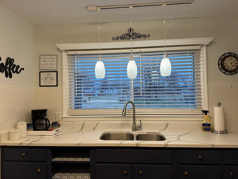 New Quartz countertops in kitchen.