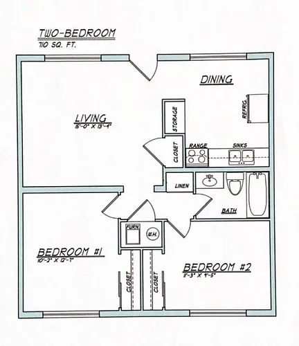 Floor plan 2 Bedroom 1 Bath