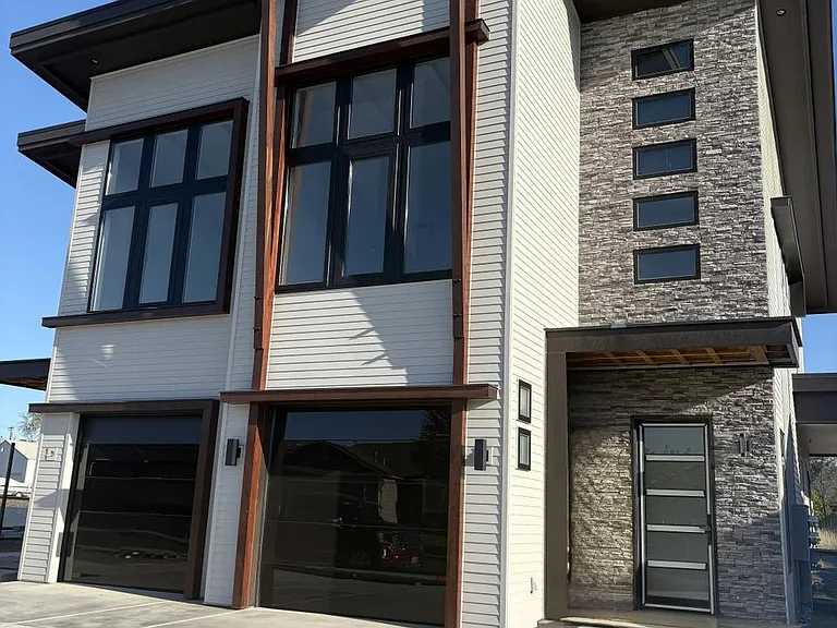 Glass garage doors and big windows