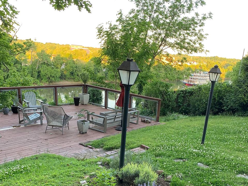 Backyard with deck overlooking the Cumberland River