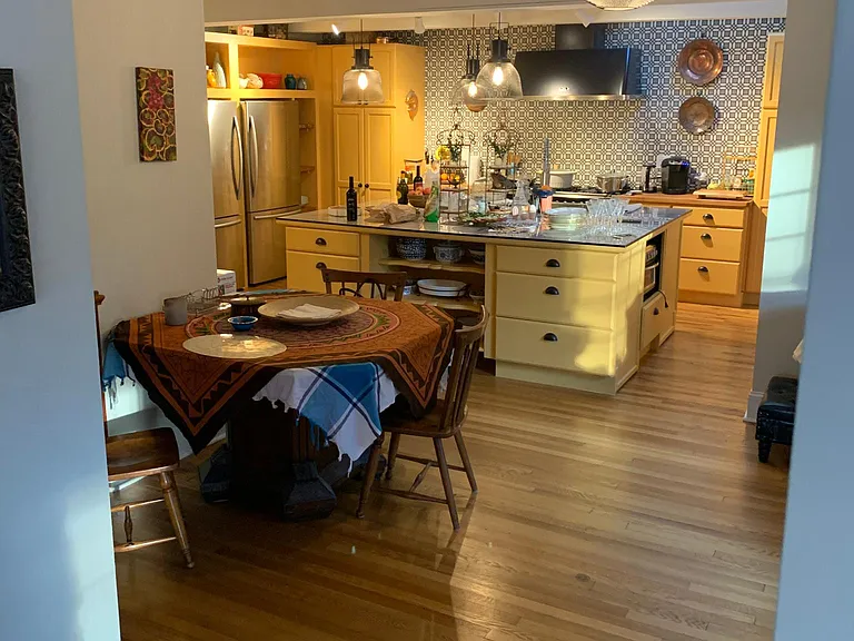 Kitchen with island & all need imagined for cooking