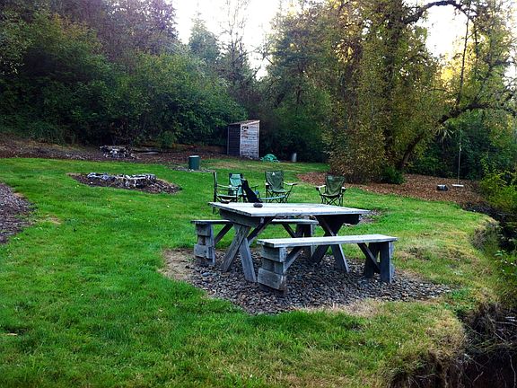 Creek with campfire area