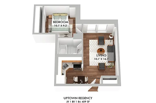 Floor plan Jr. One Bedroom