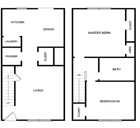 Floor plan 2 Bedroom 1.5 Bath Townhome - Classic