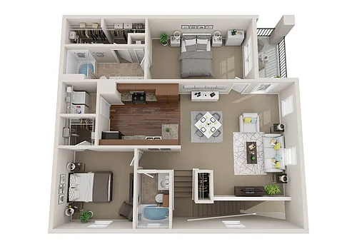 Floor plan 2BR 2BA (1373 SF)