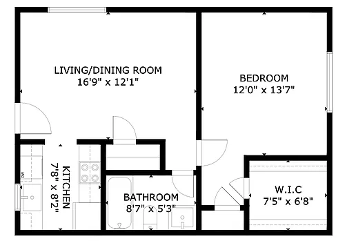 Floor plan 1 bed 1 bath
