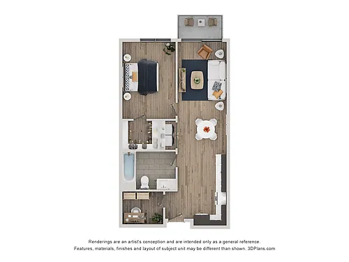 Floor plan One Bedroom plus Den