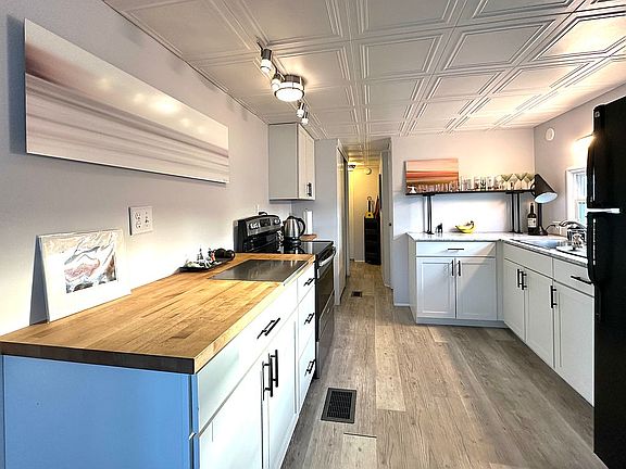 Butcher block countertop. 