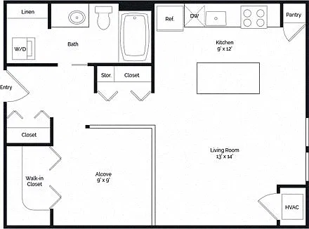 Floor plan Studio Alcove E3