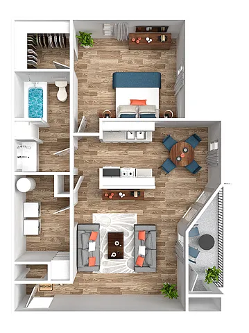 Floor plan 1 Bedroom 1 Bathroom