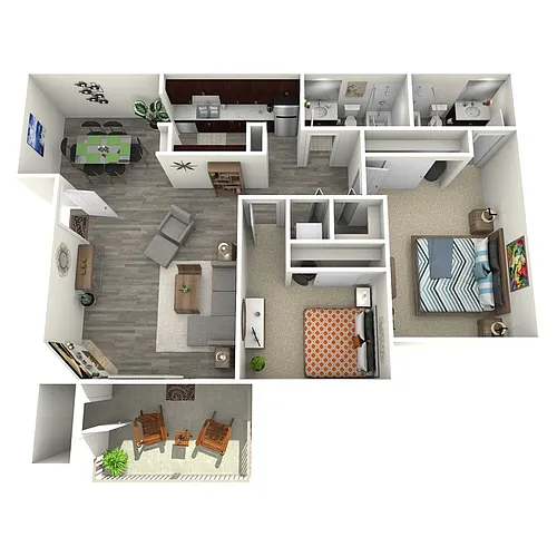 Floor plan Sage - Two Bedroom/Two Baths 925 Sq Ft