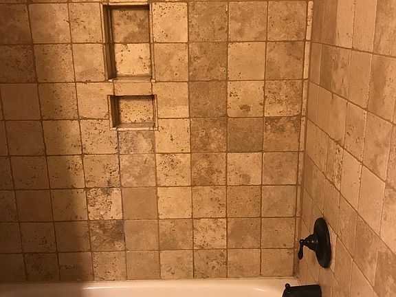 Hallway bathroom with updated stone shower