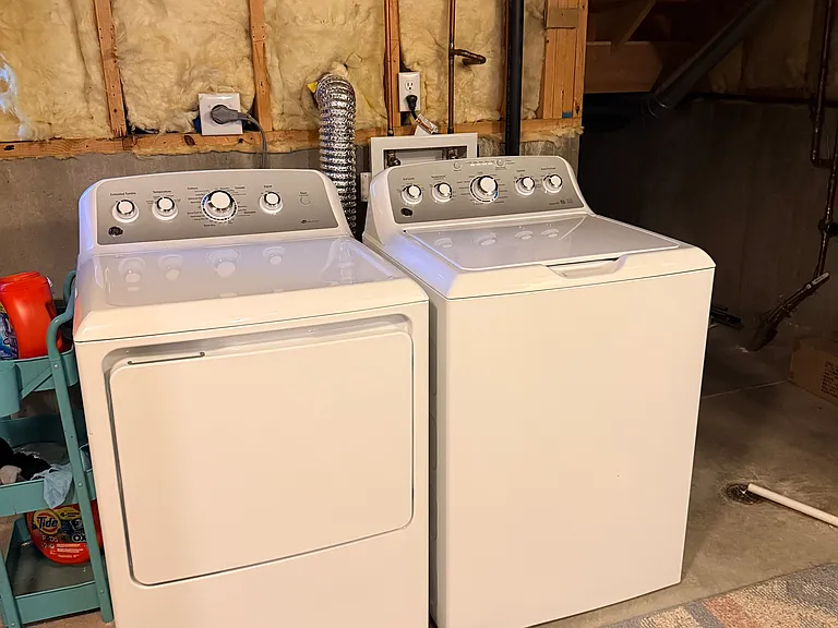 Basement, washer and dryer