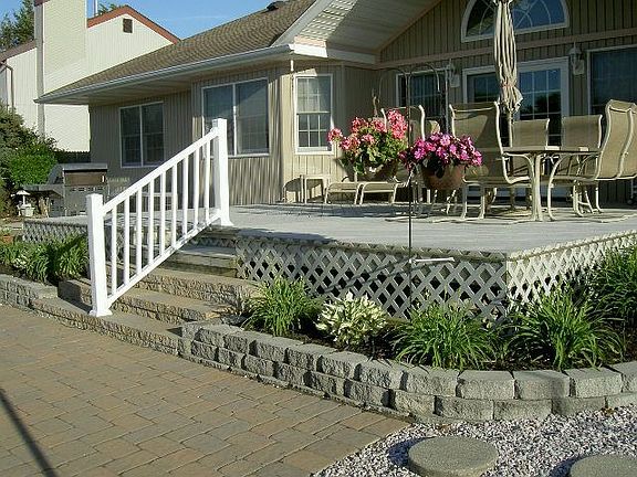 Rear deck, pavers front