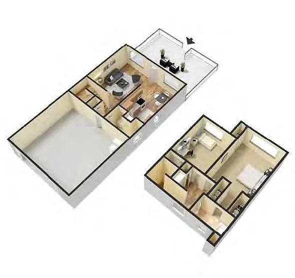 Floor plan 2 BD 1 BA