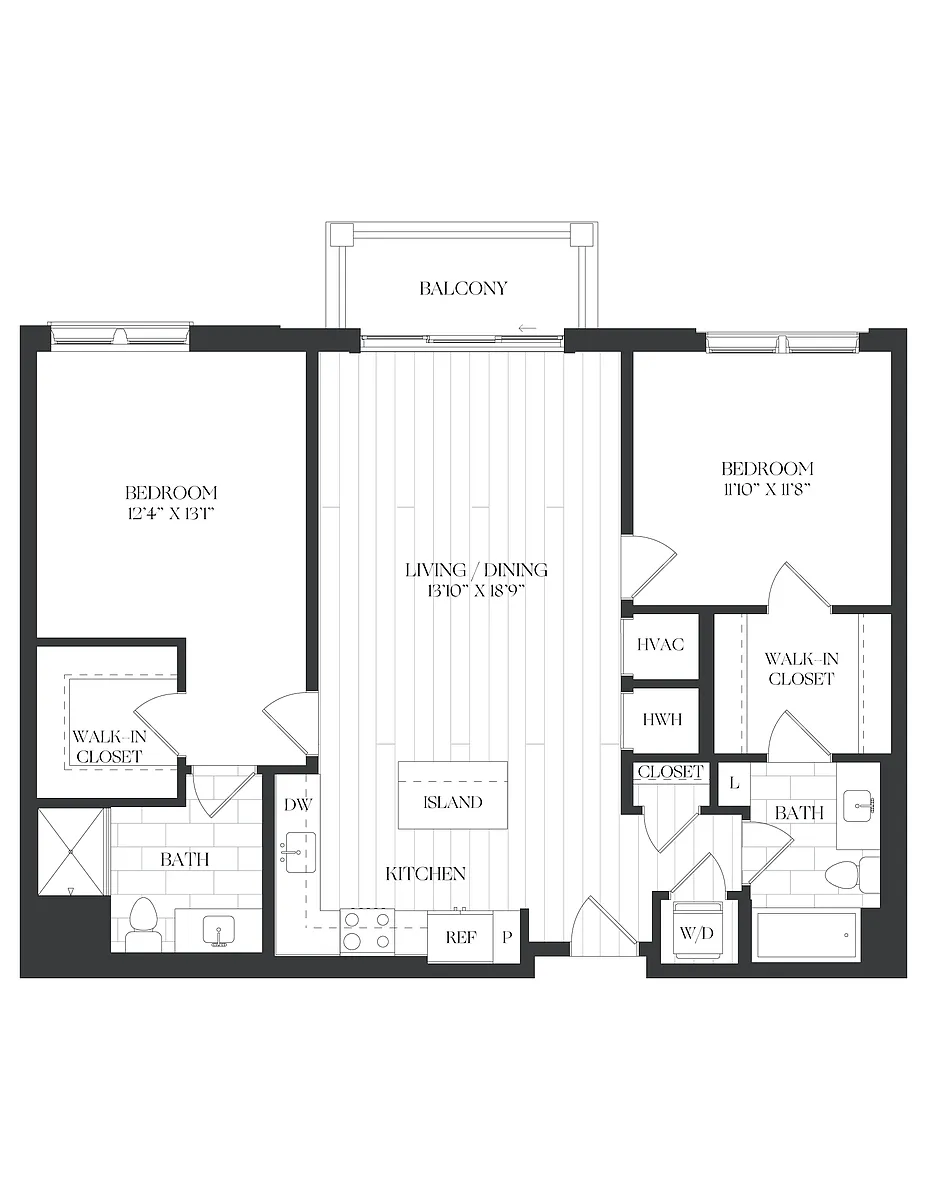 Floor plan 2 Bed/2 Bath-2B-2-D-The Barrett