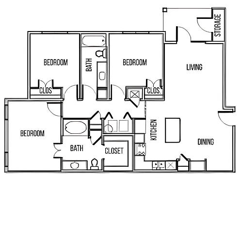 Floor plan 3 Bed 2 Bath