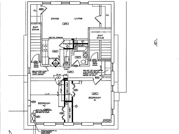 Second Floor Apartment Layout. 1040sf. Two bedrooms & One Bath. Private entrance from porch & parking lot.
