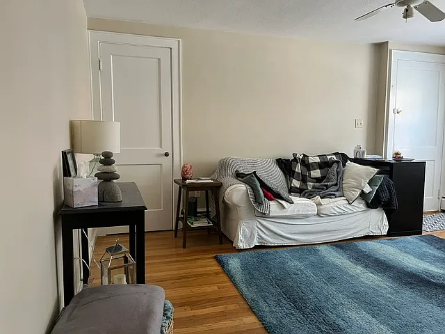 Living room shown with furniture