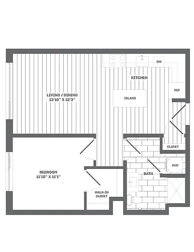 Floor plan 1 Bed/1 Bath-B1