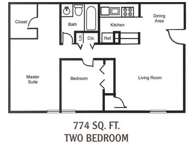 Floor plan 2 Bedroom 1 Bath