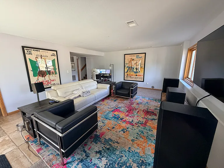 Basement living area, light and bright and cozy!