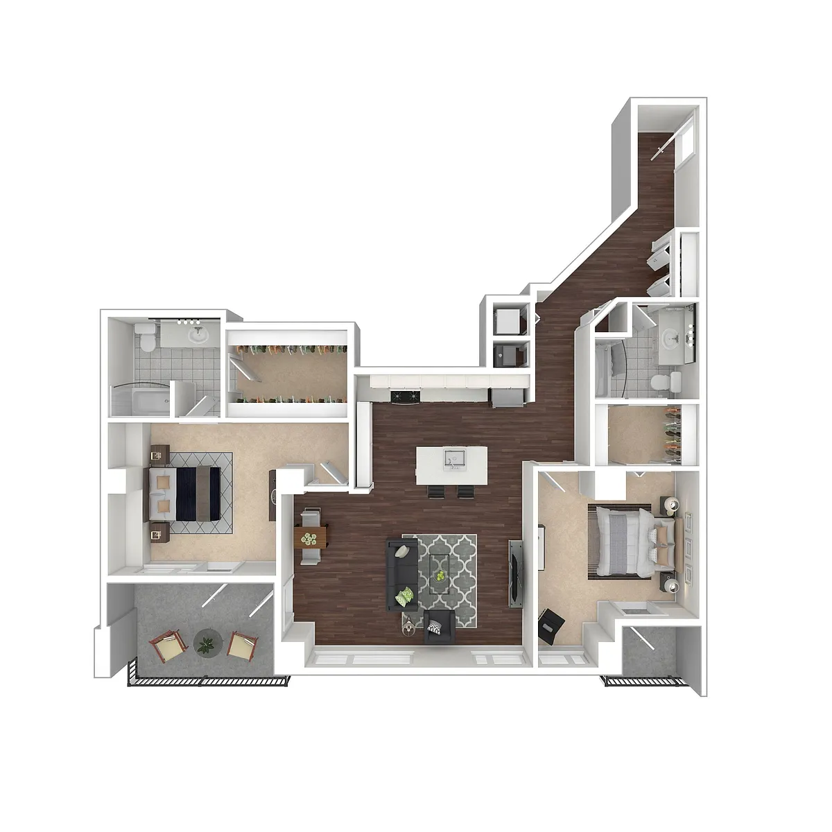 Floor plan Two Bedroom Two Bath Large b6.2