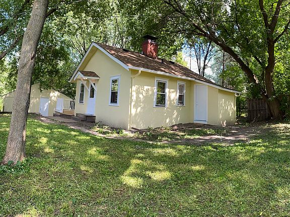 Back yard with back door entrance.