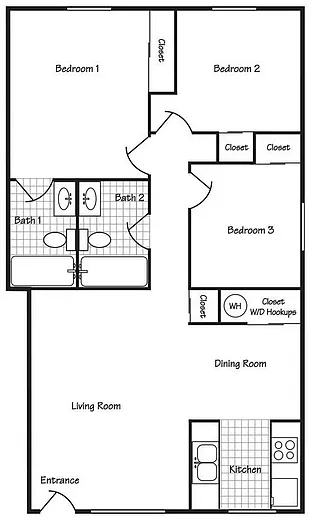 Floor plan 3 Bed 2 Bath