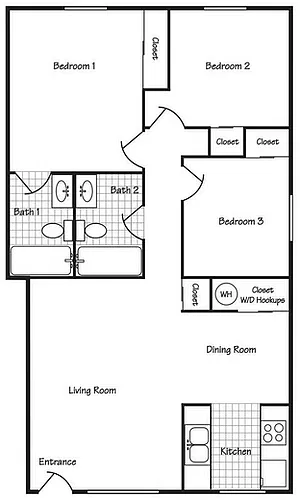 Floor plan 3 Bed 2 Bath
