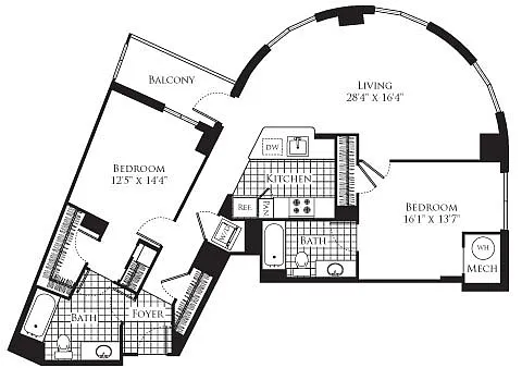 Floor plan 2 Bedroom- 1169