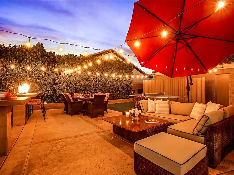 The BBQ area along with the seating sofas