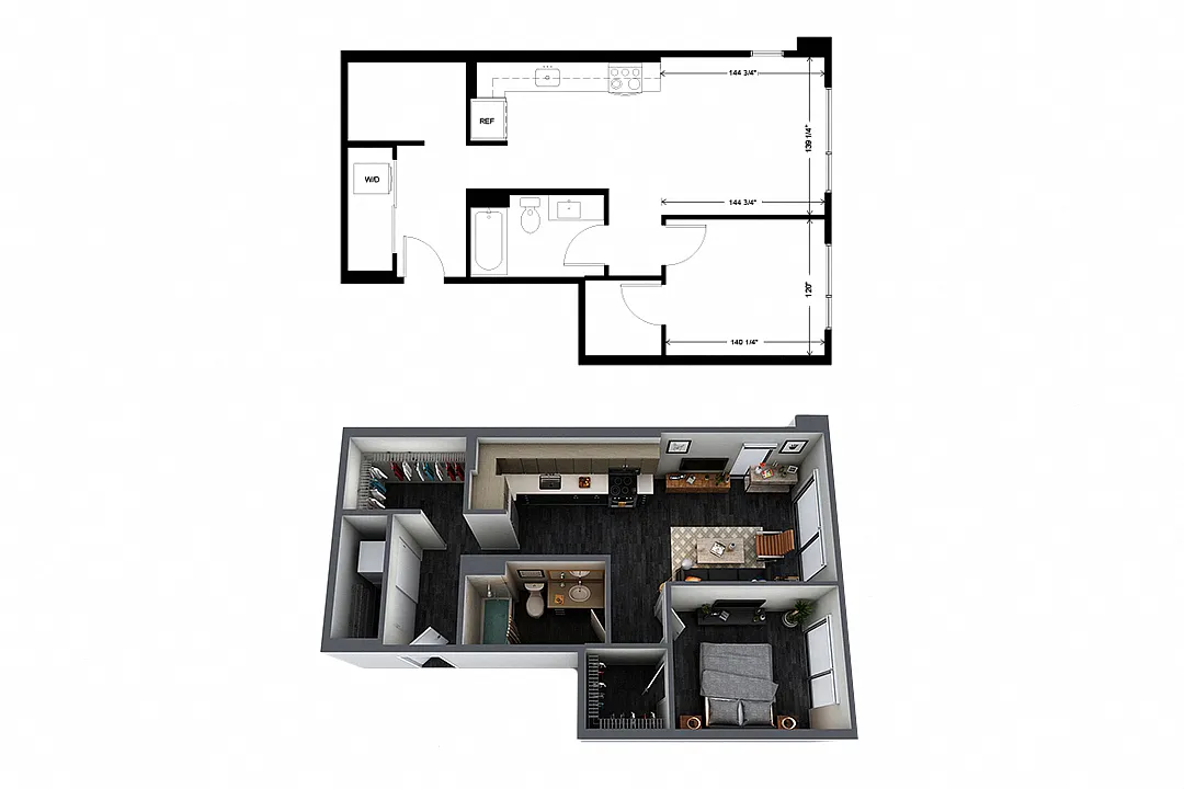 Floor plan a7 1 Bedroom