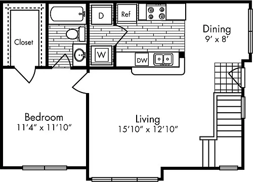 Floor plan Small One Bed, One Bath
