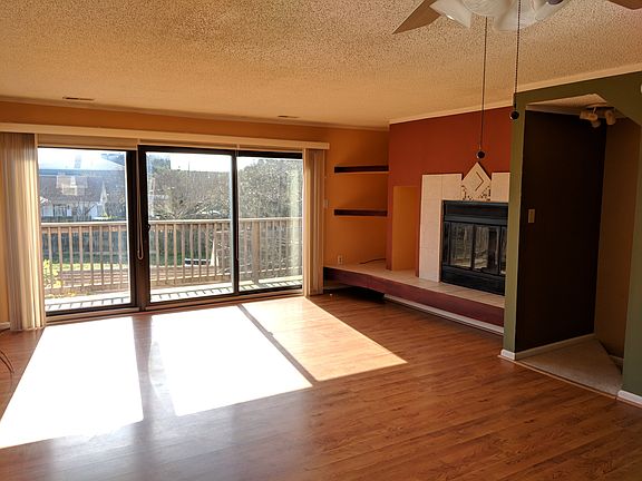 Living room with fireplace.