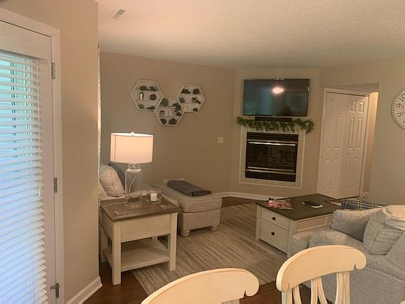living room with gas fireplace